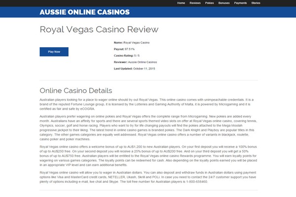 Aussie Online Casinos Screenshot