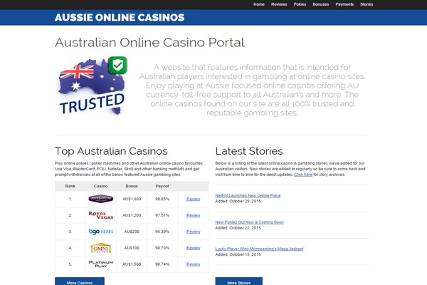 Aussie Online Casinos Screenshot